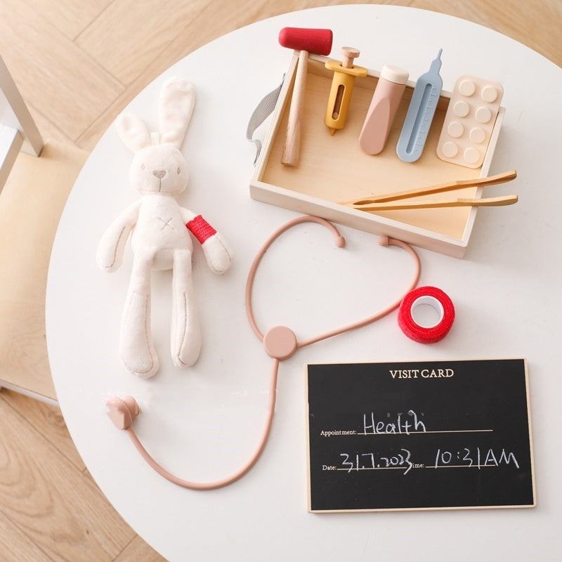 Kit de jeu de rôle Doctor Toys – Ensemble médical en silicone et en bois pour enfants