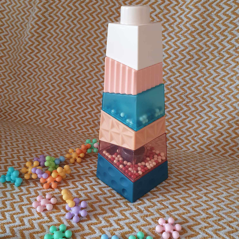 Colorful Irregular Jenga Pyramid