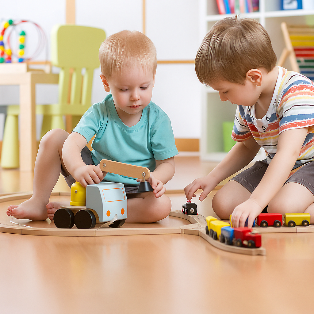 Children playing with toys on the floor