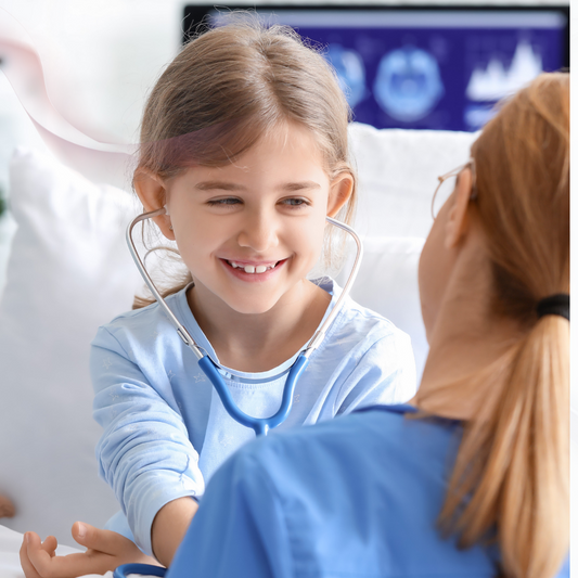 Child and Adult Engaged in Doctor Role Play