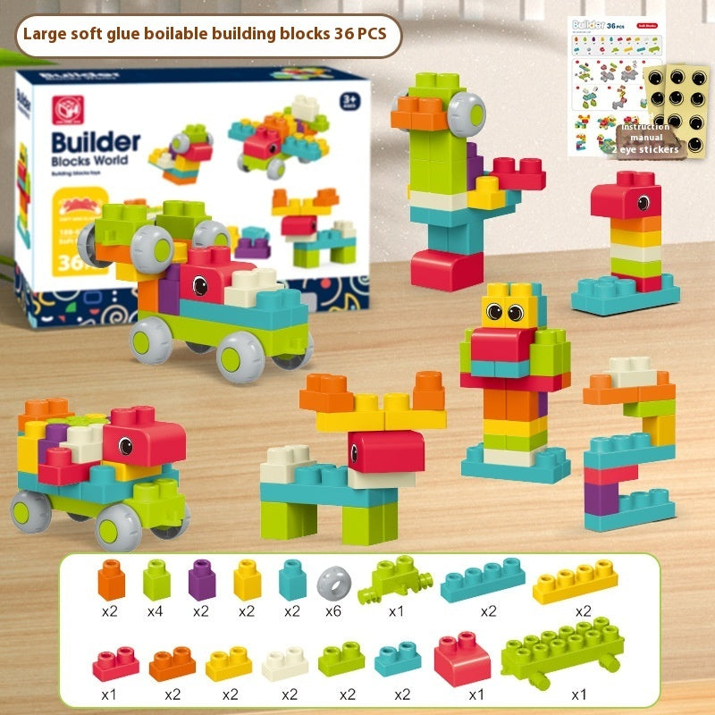 Blocs de construction en plastique souple pour tout-petits - Coffrets de couleurs