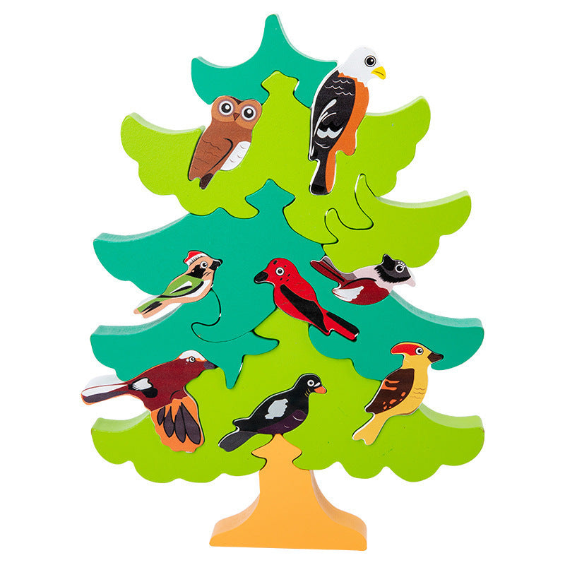 Wooden Bird Tree 3D Jigsaw Puzzle – Early Education Toy for Parent-Child Interaction