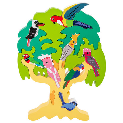 Wooden Bird Tree 3D Jigsaw Puzzle – Early Education Toy for Parent-Child Interaction