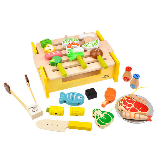 Wooden Play House Kitchen BBQ Se