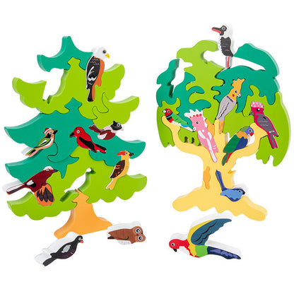 Wooden Bird Tree 3D Jigsaw Puzzle – Early Education Toy for Parent-Child Interaction