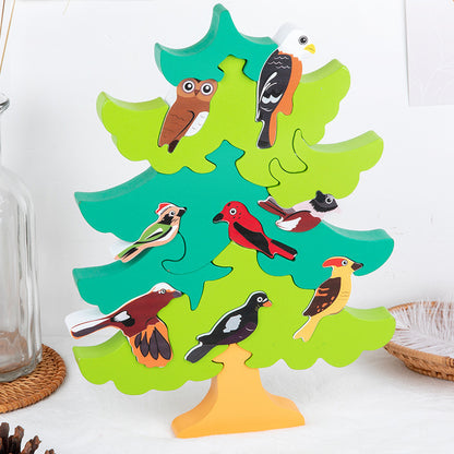 Wooden Bird Tree 3D Jigsaw Puzzle – Early Education Toy for Parent-Child Interaction