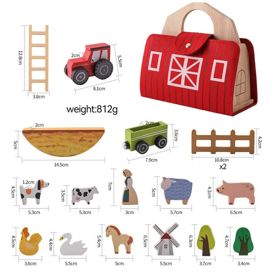 Montessori Wooden Farm Animal Stacking Toy Set