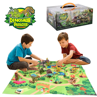 Jurassic Adventure Dinosaur Playset – 9 Realistic Dinosaurs with Play Mat for Kids