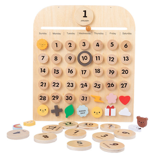 Kids Montessori Wooden Learning Calendar – Educational Time, Date & Weather Station for Children