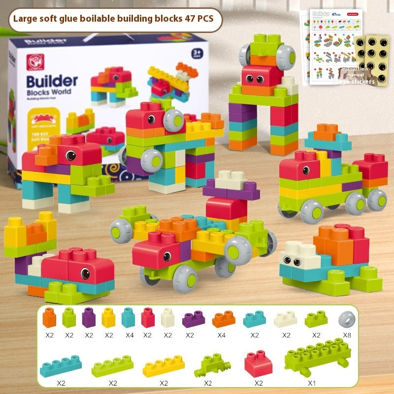 Blocs de construction en plastique souple pour tout-petits - Coffrets de couleurs