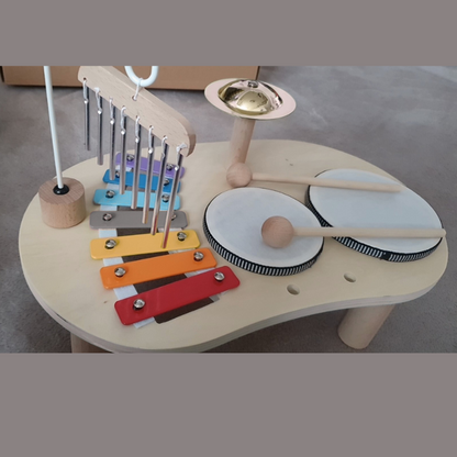 Station musicale multifonctionnelle inspirée de Montessori - Ensemble d'instruments éducatifs en bois pour le développement de la petite enfance