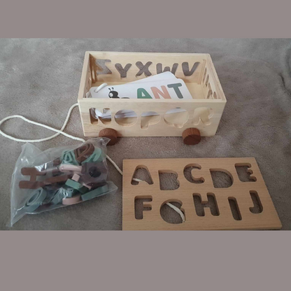 Trieur de voitures en bois de style nordique inspiré de Montessori - Jouet éducatif pour le développement cognitif et la reconnaissance des formes
