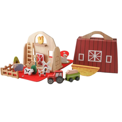 Ensemble de jouets empilables en bois inspirés de Montessori sur le thème des animaux de la ferme – Blocs éducatifs pour enfants, motricité fine et jeu imaginatif