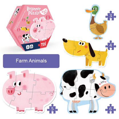 Educational Jigsaw Puzzles for Kids - 6 Thematic Variants - Beginner Puzzles for Toddlers and Young Children