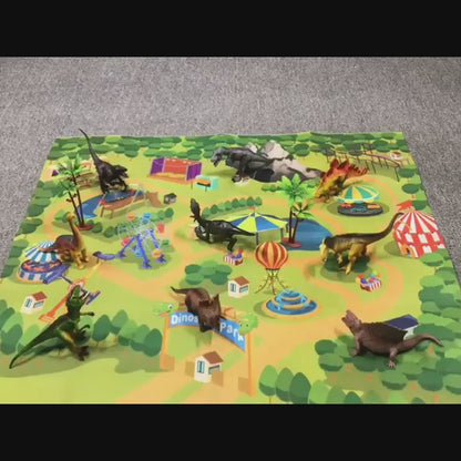 Coffret de jeu Jurassic Adventure Dinosaurs – 9 dinosaures réalistes avec tapis de jeu pour enfants